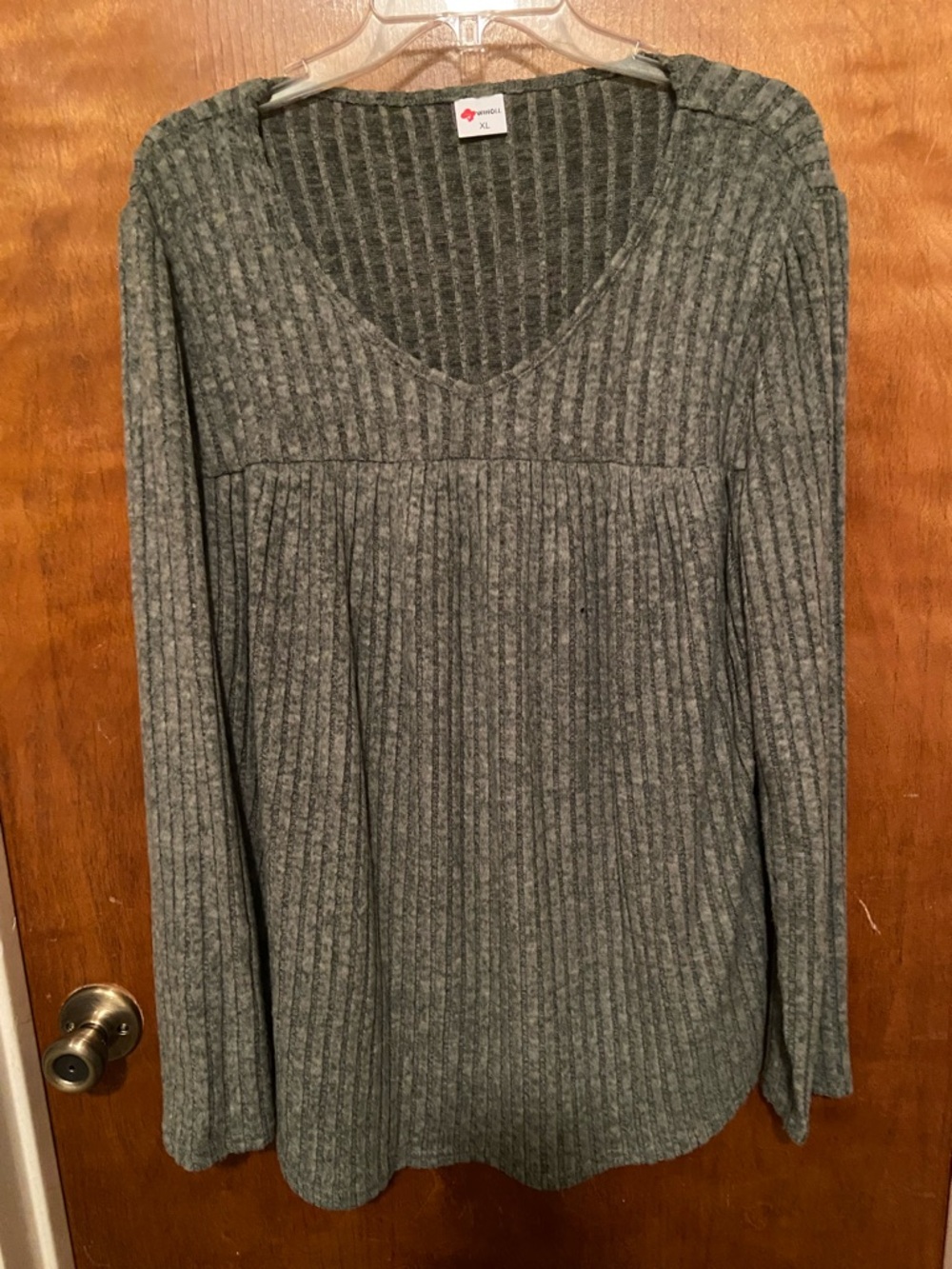 Moss Green Rib Knit Tunic Top
